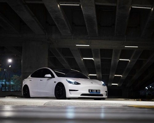 Tesla model 3 slammedenuff Extremely low profile