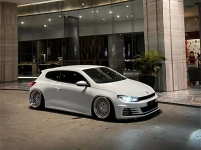 Pearl white Volkswagen Scirocco slammedenuff card edge stance