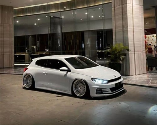 Pearl white Volkswagen Scirocco slammedenuff card edge stance