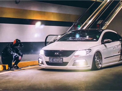 White Volkswagen CC slammedenuff classic low lying