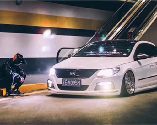 White Volkswagen CC slammedenuff classic low lying